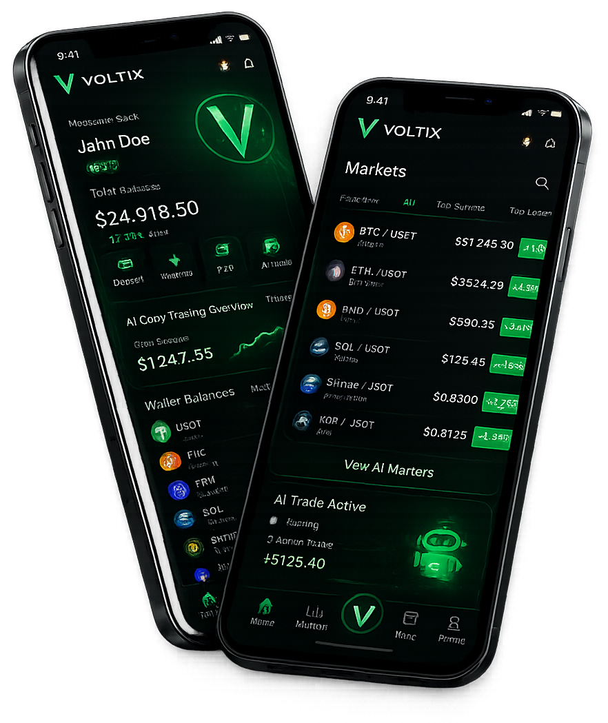 Voltix mobile app screens